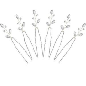 6 Pieces Pearl Crystal Bridal Hair Pins Rhinestone Flower Wedding Hair Piece